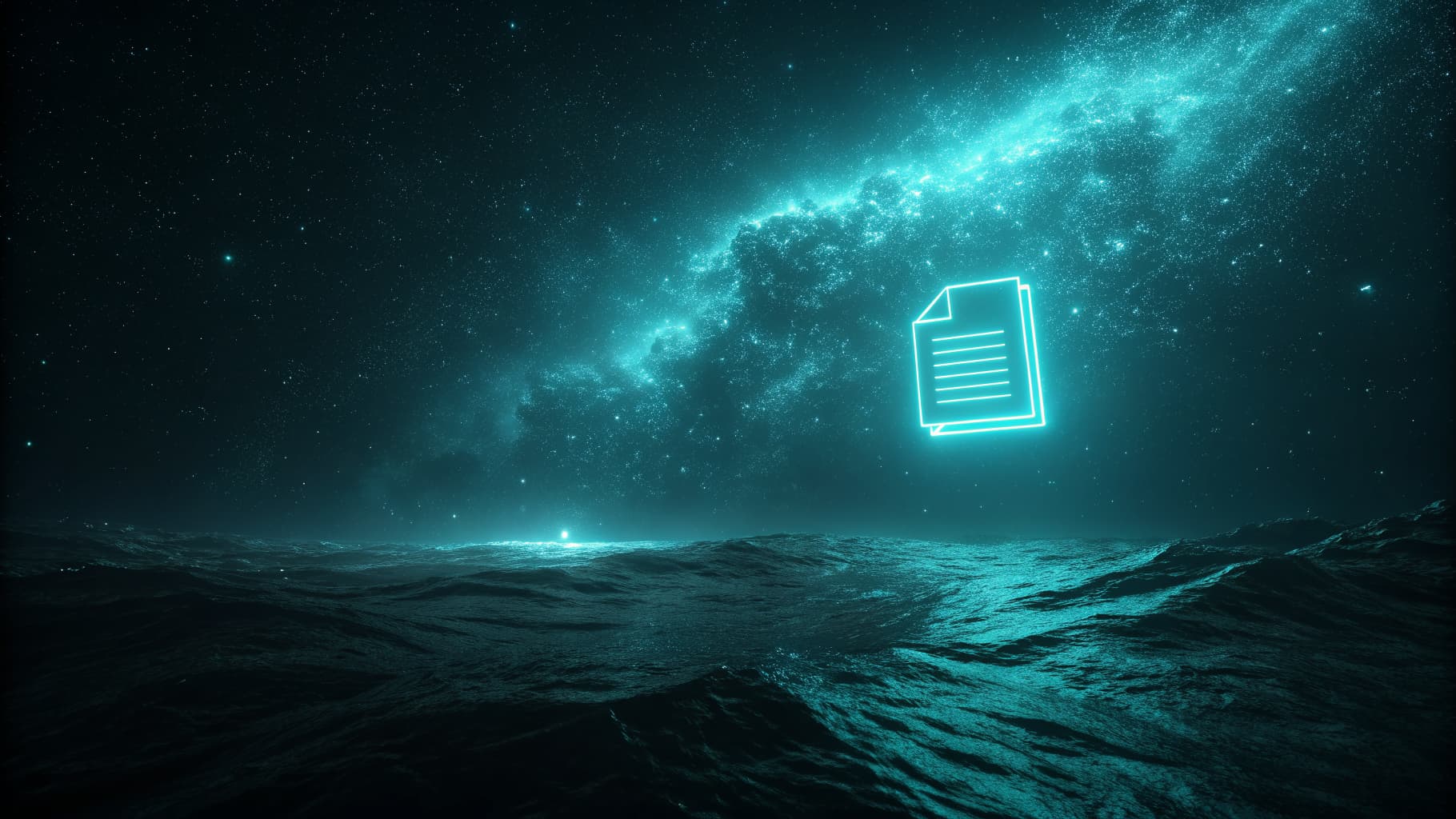 An abstract glowing page emitting light ripples against a dark background, symbolizing visibility into prospect engagement