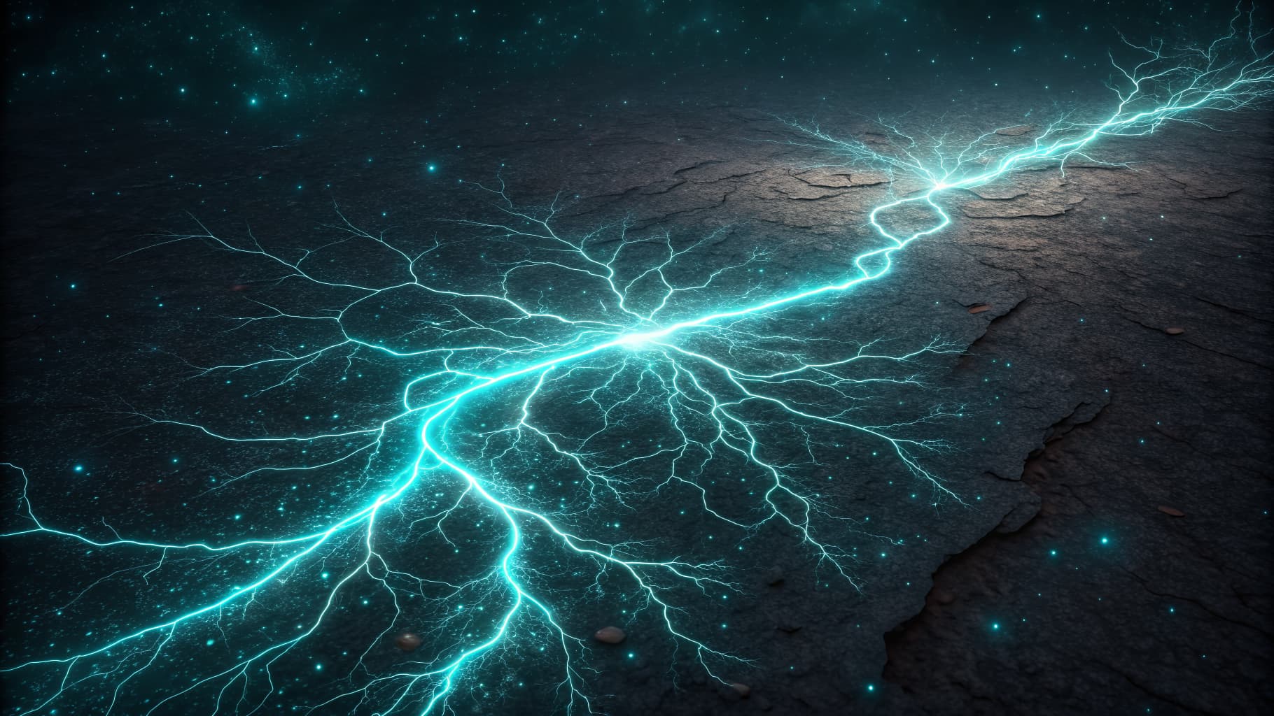 A glowing cyan thread splitting into branching paths across a dark background, symbolizing content traveling unseen
